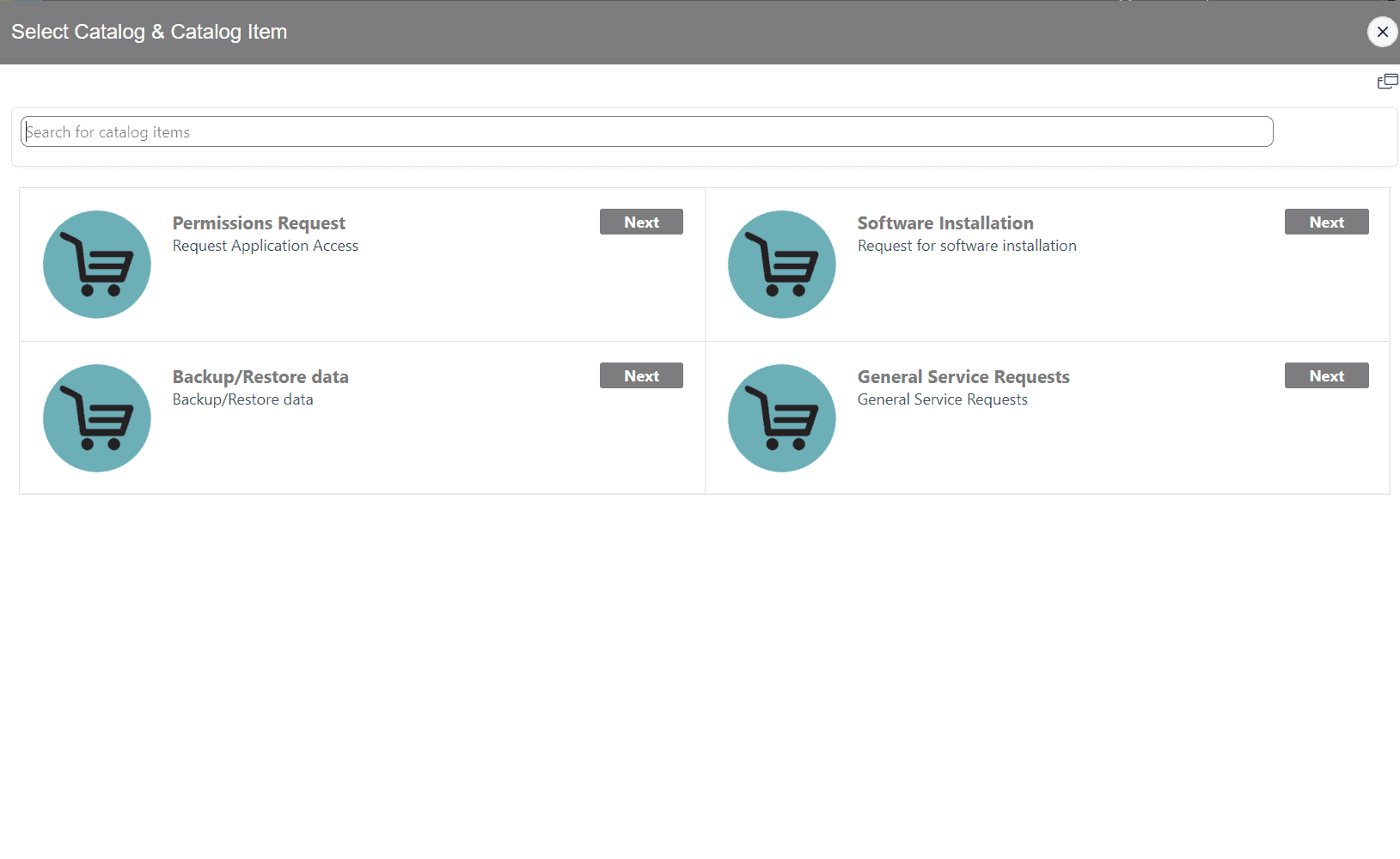 Service Catalog Cart